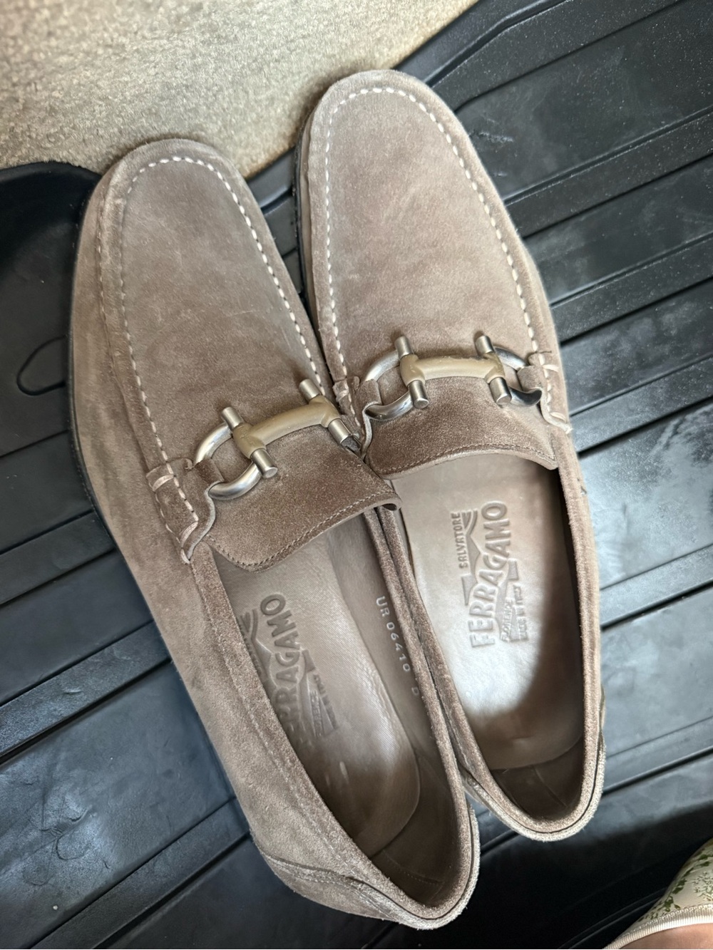 Salvatore Ferragamo Brown Suede Bit Slip-On Loafers